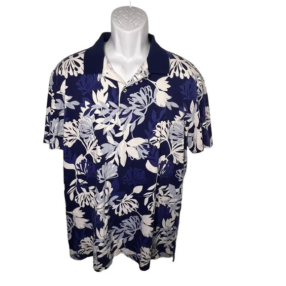 Nautica a bit trimmer, XL, Hawaiian polo 1/4 button short sleeve hem vent￼ - Picture 1 of 6